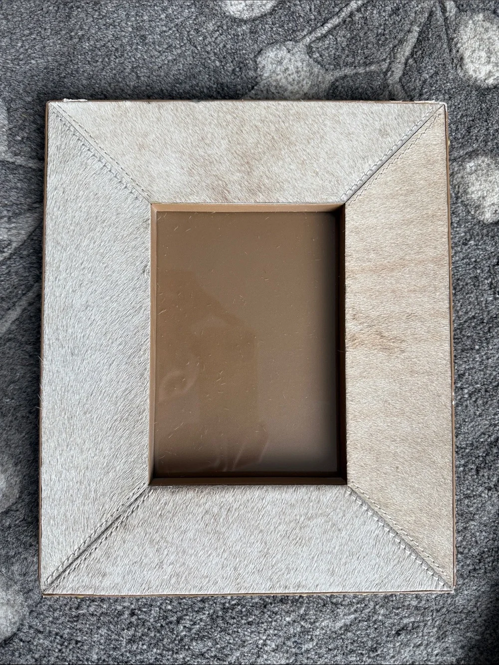 2 Neutral Hair-on Hide Photo Frame, 5x7